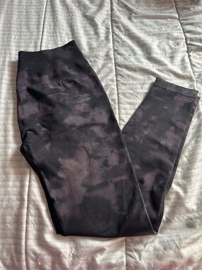 High-Waisted Black & Purple Tie-Dye Leggings